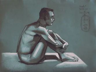 Nachdenkliche männliche Figur