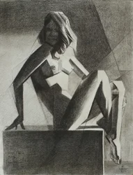 Sitzender geometrischer Akt