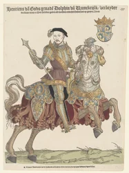 Porträt von Heinrich II. von Frankreich zu Pferd