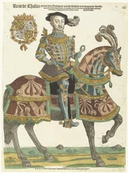 Porträt von René de Châlon zu Pferd