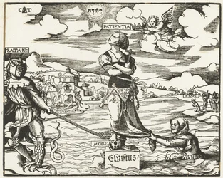 Geduld auf einem Stein im Wasser