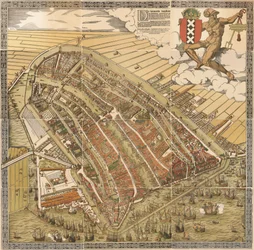 Die große Karte von Amsterdam im Jahr 1544 von Kornelis Antoniszoon... gehört zum fünften Teil der Geschichte von Amsterdam / von J. Ter Gouw, fotografiert nach dem Original...