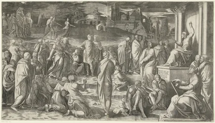 Christus predigt vor dem Volk