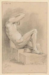 Sitzender männlicher Akt, von der Seite gesehen (3. Preis 1767)