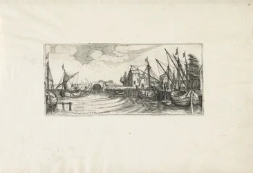 Ansicht eines Hafens mit Schleuse Landschaften (Serientitel)