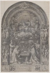 Die Krönung der Jungfrau mit St. Laurentius, St. Paulus, St. Petrus und St. Sixtus, 1576