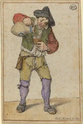 Bauer, der ein Glas füllt
