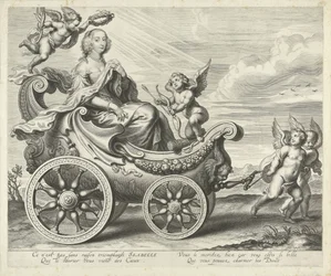 Clara Isabella de Ligne-Arenberg (?) in einem Triumphwagen