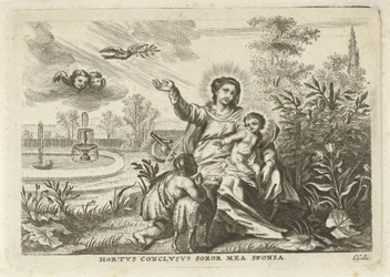 Maria mit Kind und Johannes dem Täufer im Hortus Conclusus
