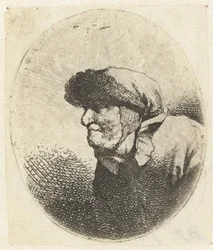 Büste einer alten Frau, im Profil