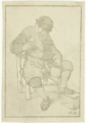 Sitzender Bauer mit Krug