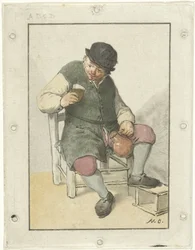 Sitzender Bauer mit Krug