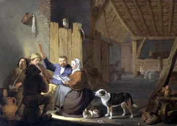 Bauer trinkt in einer Scheune, 1634