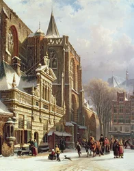 Ansicht der Hoofdwacht und der Grote Kerk, Zwolle