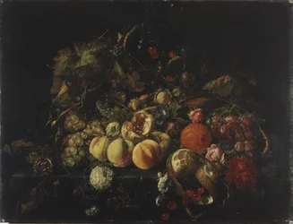 Stillleben mit Blumen und Früchten
