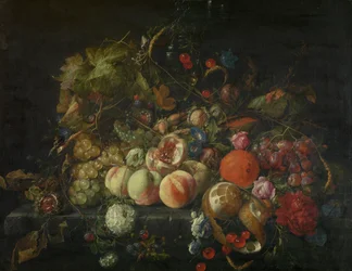 Stillleben mit Blumen und Früchten, um 1670