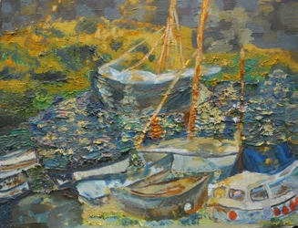 Hafen von Mousehole, ruhende Boote