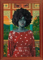 Afro Frau tropisches Porträt