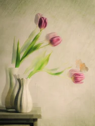 Träumende Tulpen und Schmetterling