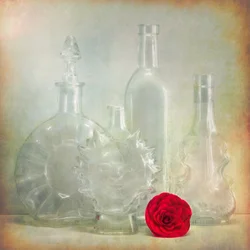 Vintage Flaschen Rote Blume