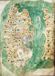 Karte von Khios und angrenzendem Festland, ca. 1420
