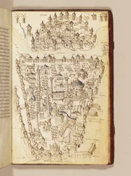 Karte von Konstantinopel, Illustration aus dem "Liber Insularum Archipelagi"