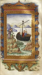 Oenone trauert beim Anblick von Paris mit Helena. Illustration zu Ovids Heroides, 1485-1499
