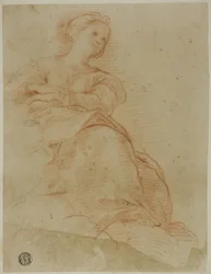 Frau auf Wolken sitzend