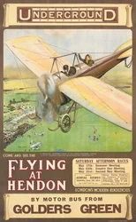 „Fliegen in Hendon“, ein Werbeplakat, 1914