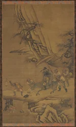Zhong Kui und Dämonen überqueren eine Brücke