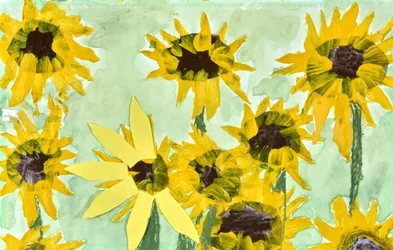 Fröhliche gelbe Sonnenblumen