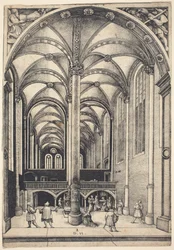 Innenraum der Kirche Sankt Maria Magdalena mit dem Gleichnis vom Opfer der Witwe