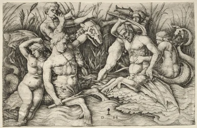 Zwei kämpfende Tritonen - Schlacht der Meeresgötter (rechter Teil)