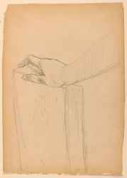 Studie einer rechten Hand auf einem Buch