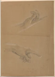 Zwei Studien der Hand für Engel, der St. Peter erscheint in "Frühe christliche Märtyrer"