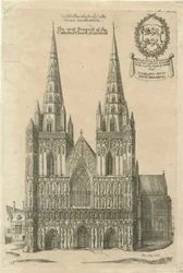 Lichfield Kathedrale - Westfront: Gravur, nd [?spätes 17. Jh.]