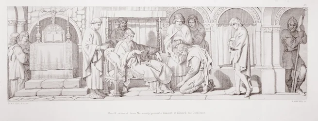 Harold, zurückgekehrt aus der Normandie, stellt sich Edward dem Bekenner vor, aus 