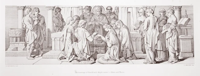 Die Hochzeit von Harold mit Aldyth, Schwester von Edwin und Morcar, aus 