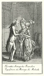 Heiratsantrag des Kranken (Gravur)