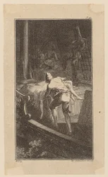 Bunkel trägt Miss Melmoth aus der überschwemmten Kajüte ans Deck, Blatt 2 aus „Leben, Bemerkungen und Meinungen Johann Bunkels“