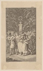 Miss Wests Entführung während eines Schäferspiels von Molière in einem Wäldchen, Blatt 15 aus „Leben Bemerkungen und Meinungen Johann Bunkels“