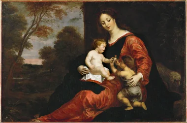 Heilige Maria mit Jesuskind und jungem Johannes und Stieglitz