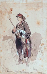 Frau am Hôtel de Ville, zweiter Tag der Pariser Kommune, 1871