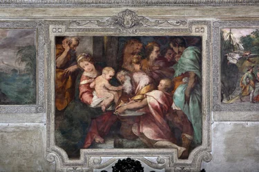 Die Anbetung der Könige Fresko von Daniele Crespi (1598-1630) 17. Jahrhundert Mailand, Kirche St. Alessandro in Zebedia
