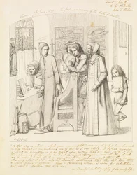 Dante zeichnet einen Engel am ersten Jahrestag des Todes von Beatrice, 1848-9