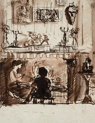 Lizzie Siddal und Woolner in einem imaginären Raum
