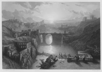 Die Brücke von Toledo, nach dem Bild in der Königlichen Sammlung (Gravur)
