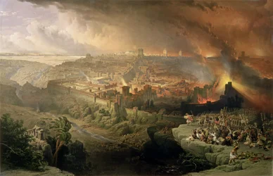 Die Zerstörung Jerusalems im Jahr 70 n. Chr., gestochen von Louis Haghe (1806-85)