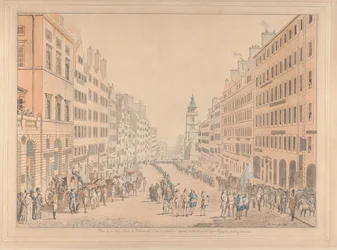 Blick auf die High Street von Edinburgh und den Kommissar