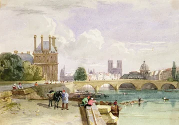 Ein Blick auf den Pavillon de Flore und die Tuilerien von der Seine, Notre Dame, Paris